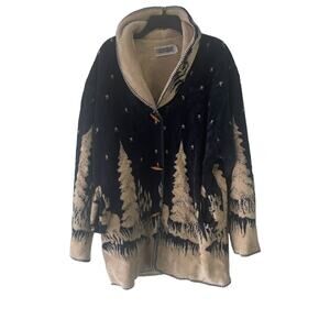 Country Woods Vintage 90s Women's Size XL Fleece Mountain Elk‎ Woods Toggle Coat